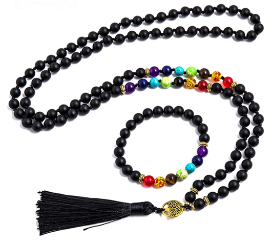 Chakra and Onyx  Mala