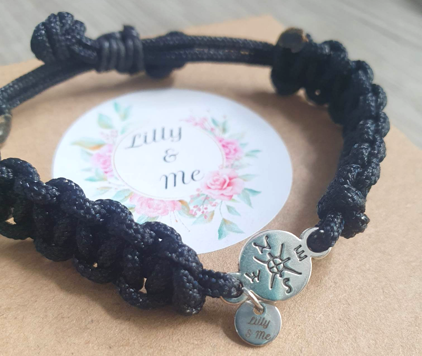 Black Compass Wrap Bracelet