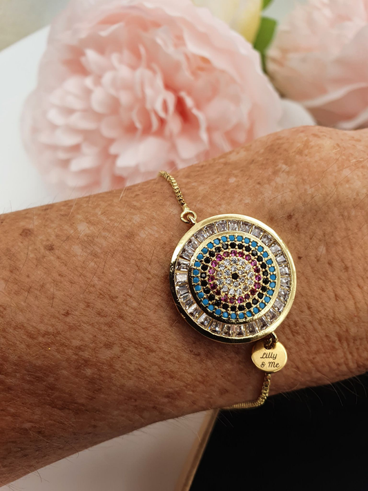Greek Evil Eye Crystal Adjustable Bracelet
