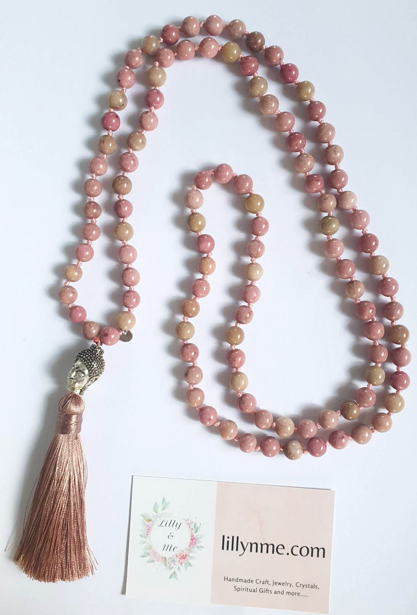 Rhodochrosite & Silver Mala