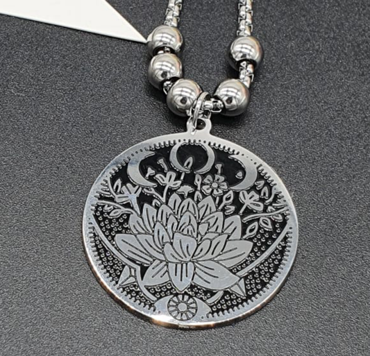 Triple Moon Lotus Necklace
