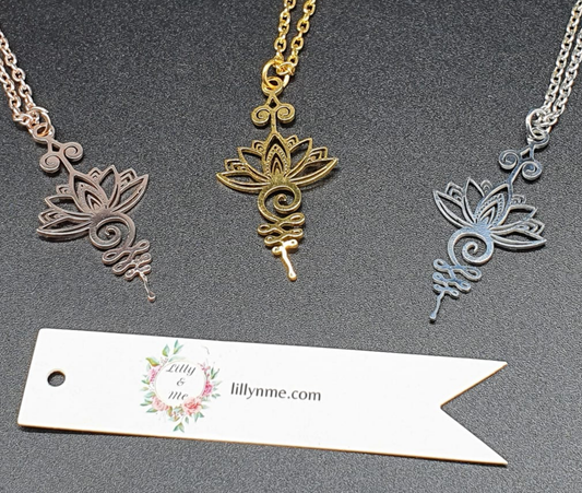 Unalome Necklace with Lotus Flower
