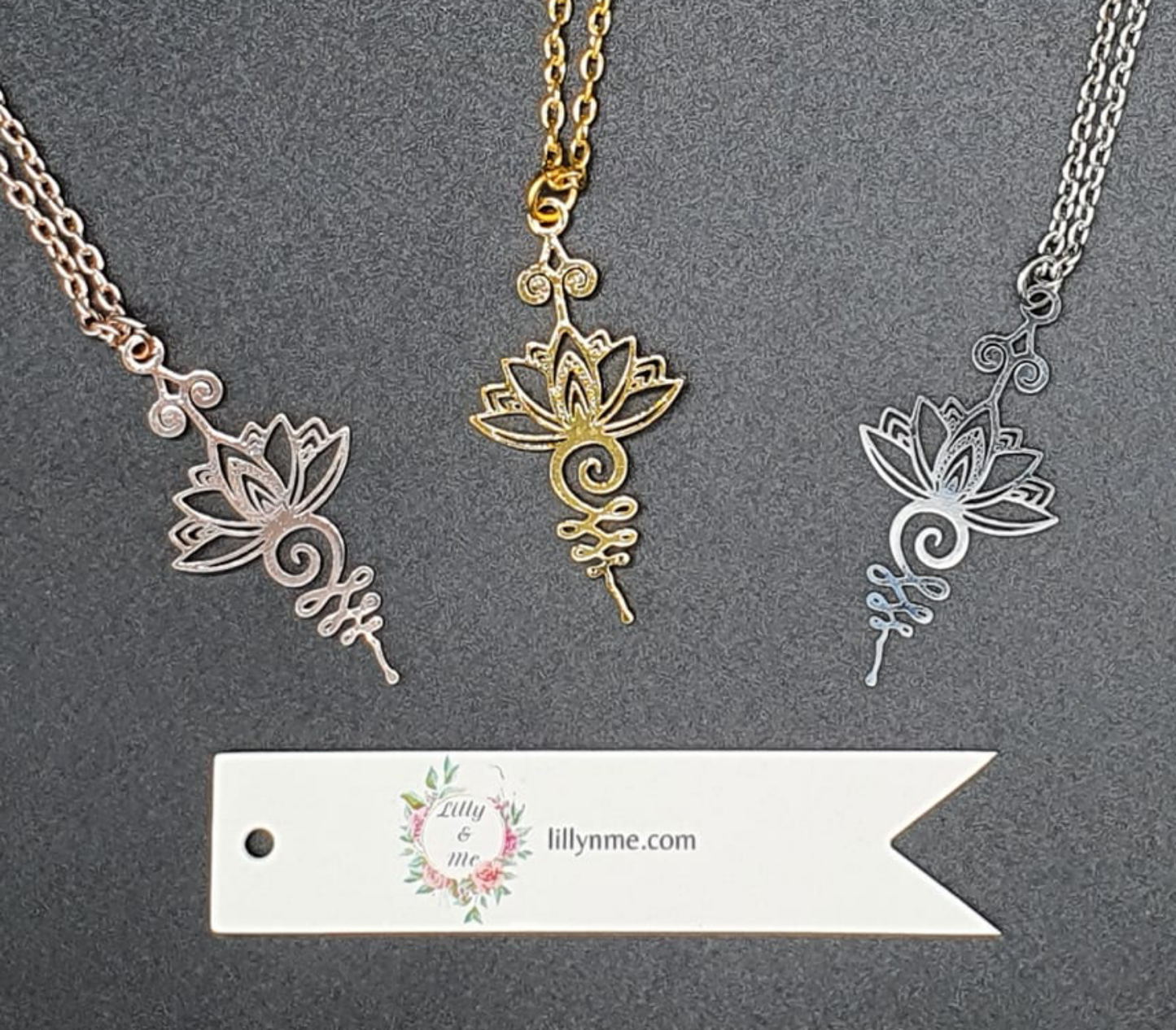 Unalome Necklace with Lotus Flower