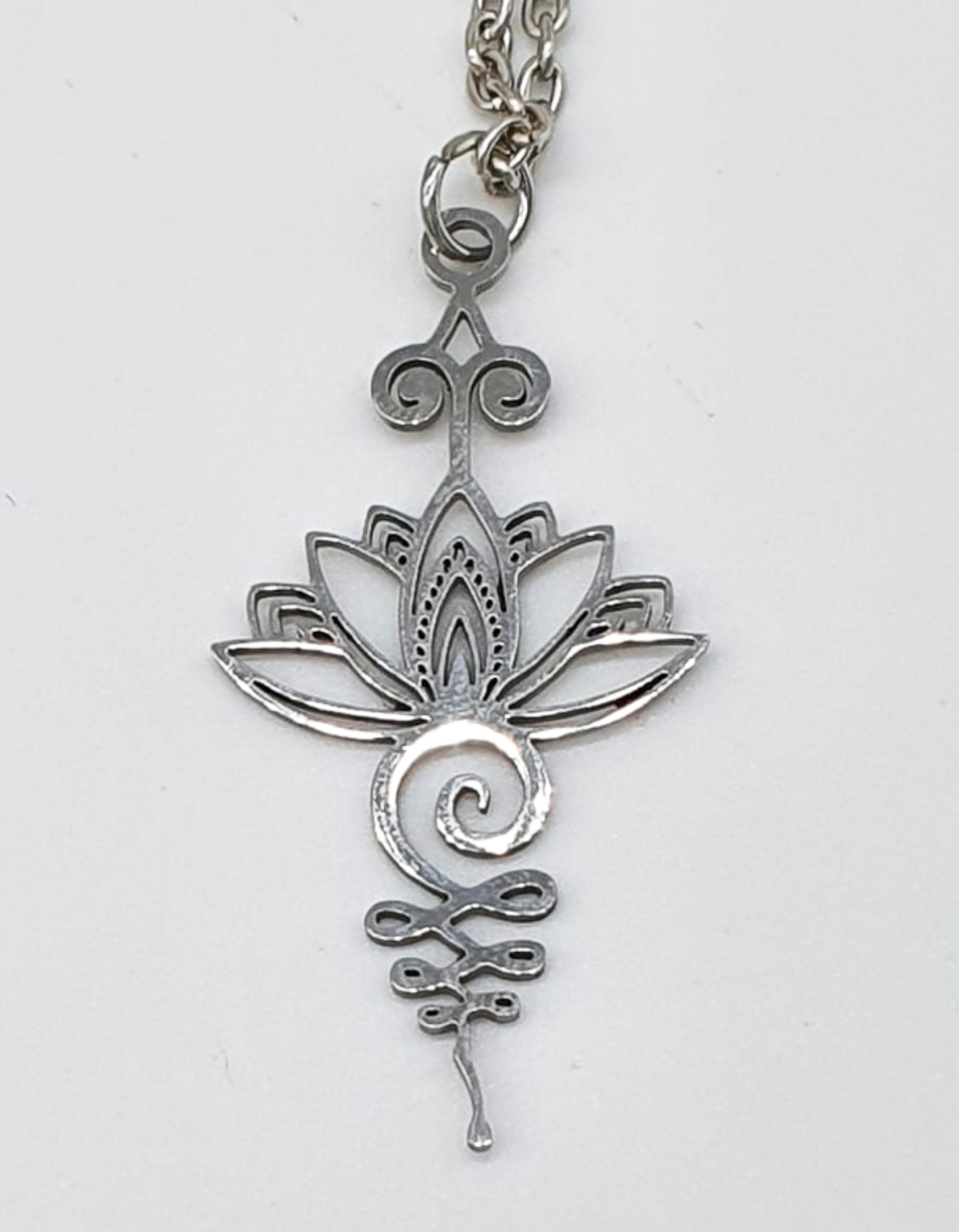 Unalome Necklace with Lotus Flower
