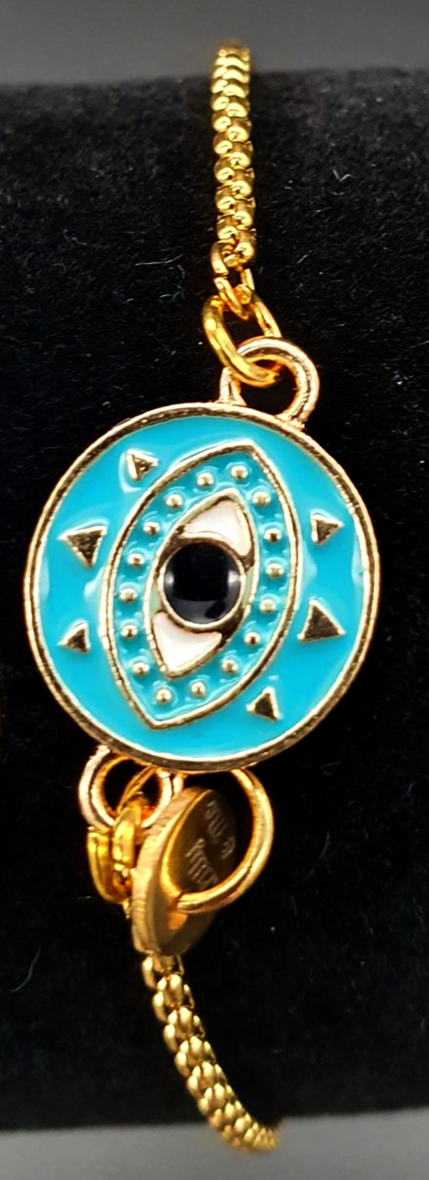 Gold & Teal Evil Eye Bracelet
