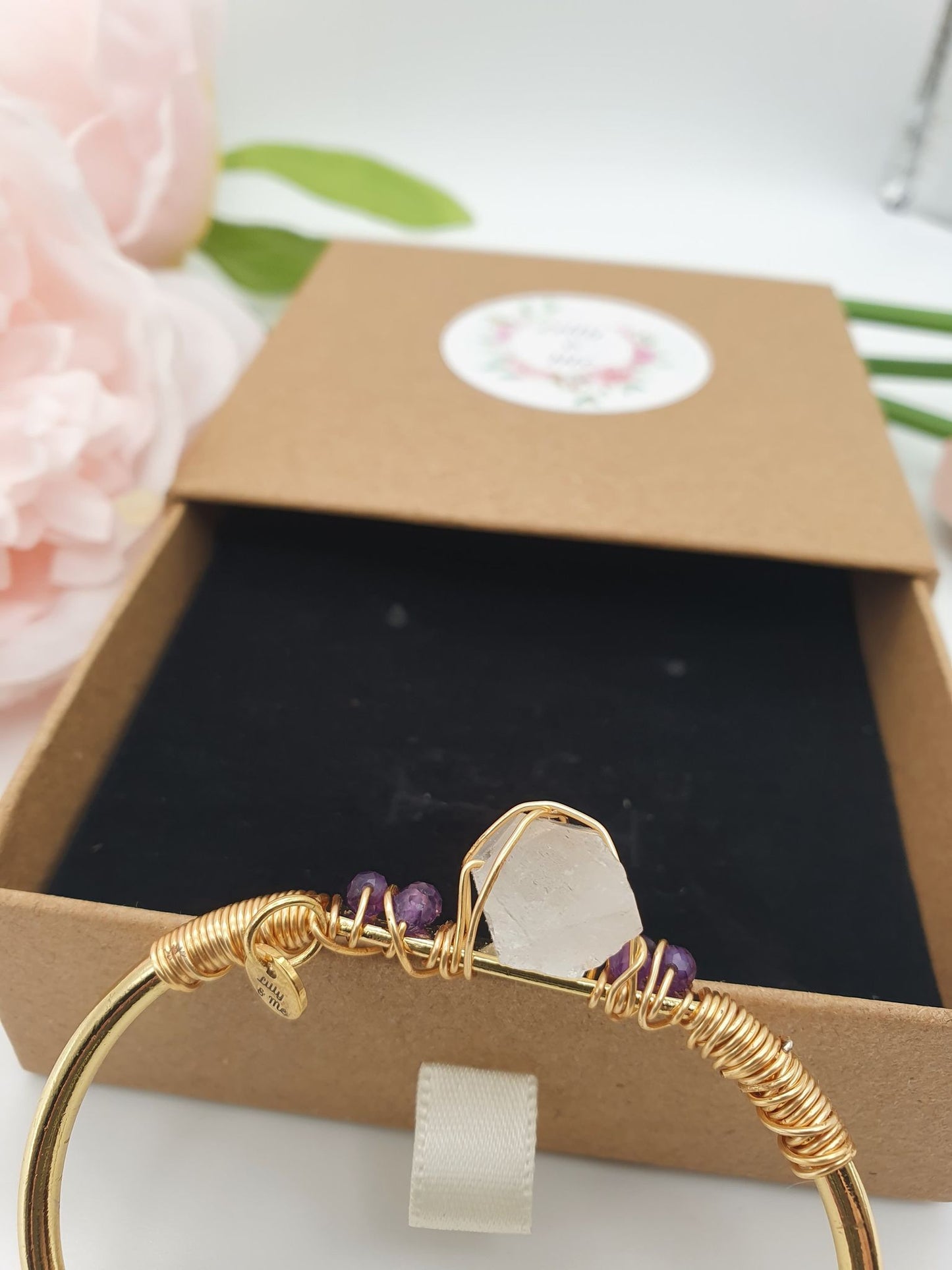 Amethyst and  Quartz Bangle