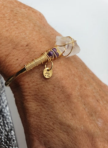 Amethyst and  Quartz Bangle