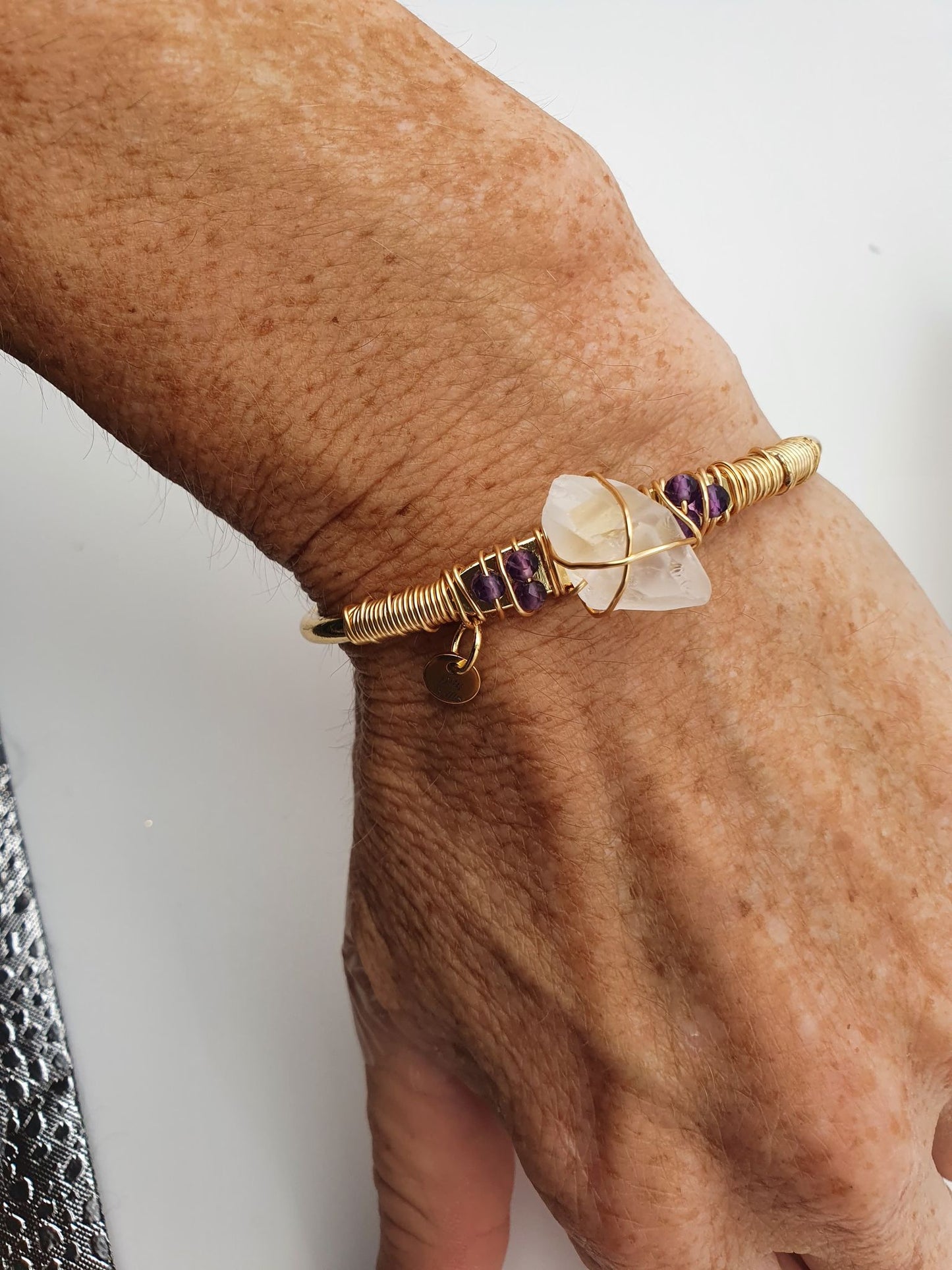 Amethyst and  Quartz Bangle