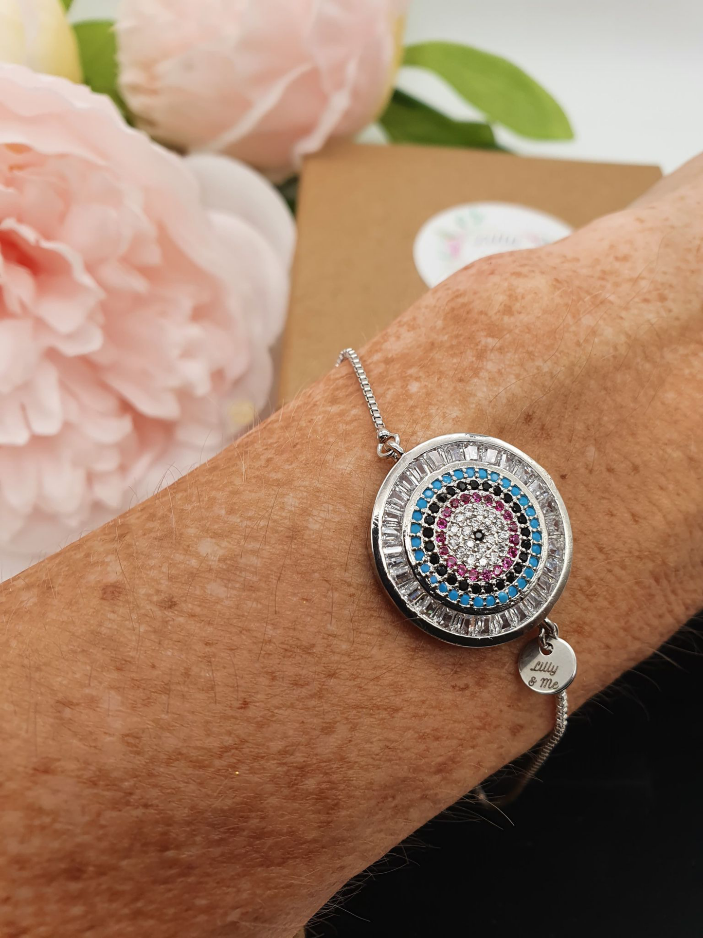 Greek Evil Eye Crystal Adjustable Bracelet