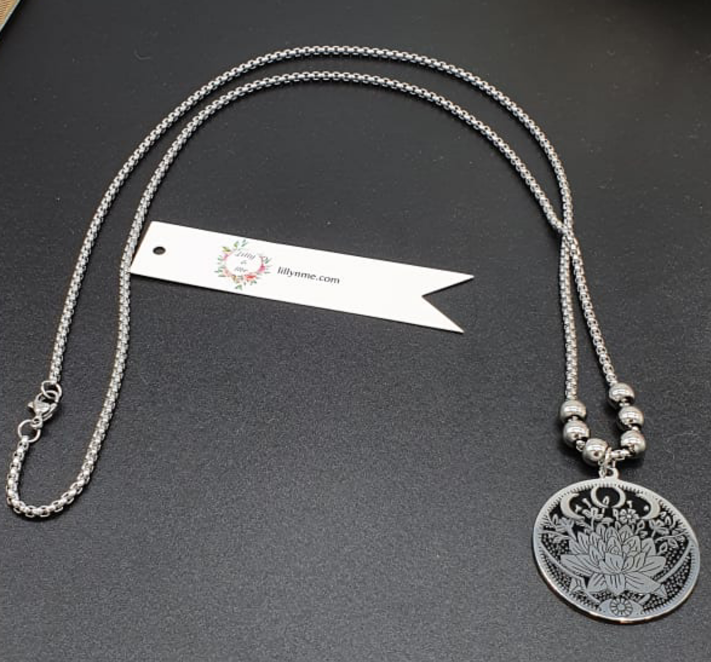 Triple Moon Lotus Necklace