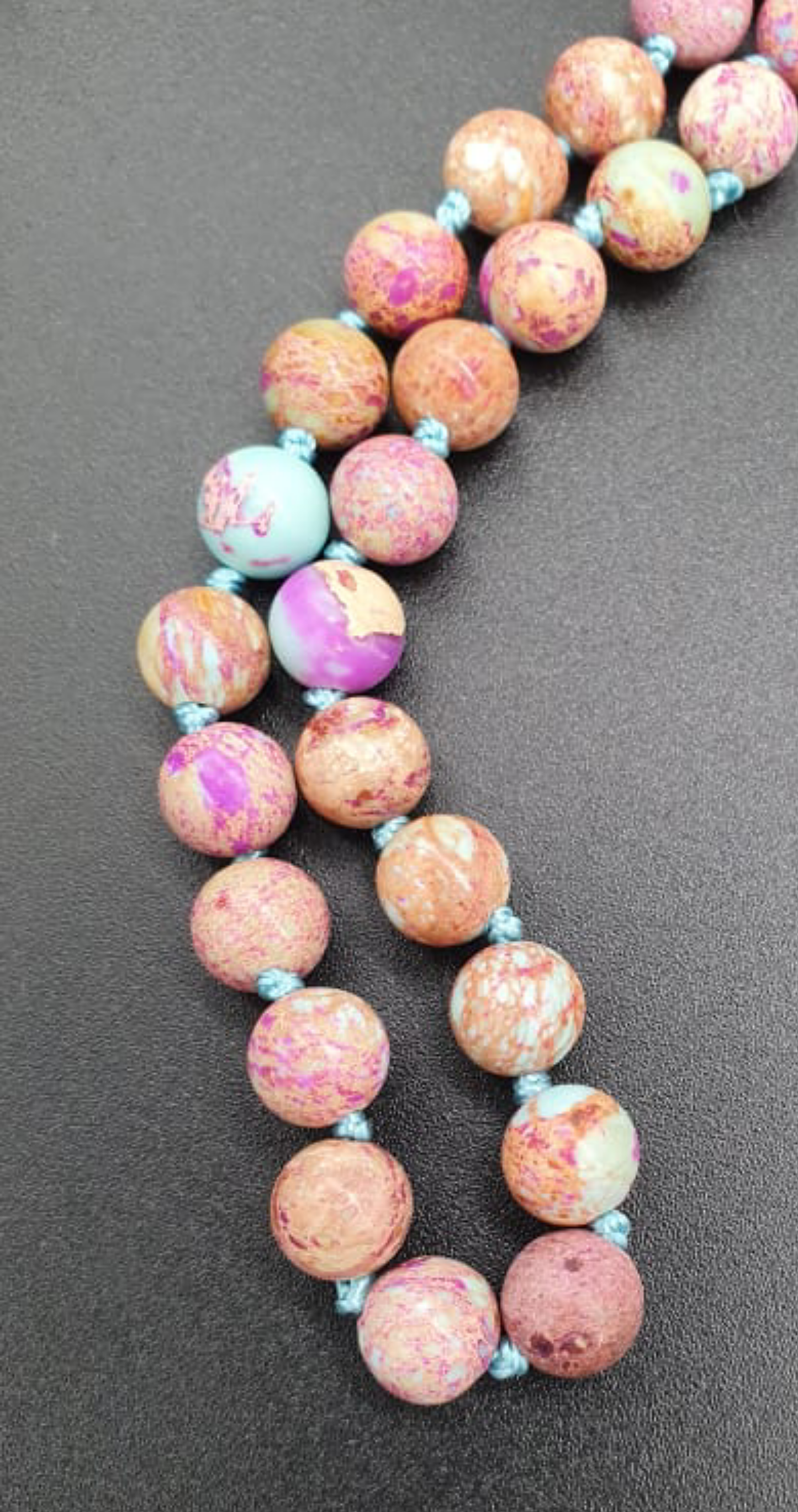 Turquoise and Violet Imperial Jasper  Mala