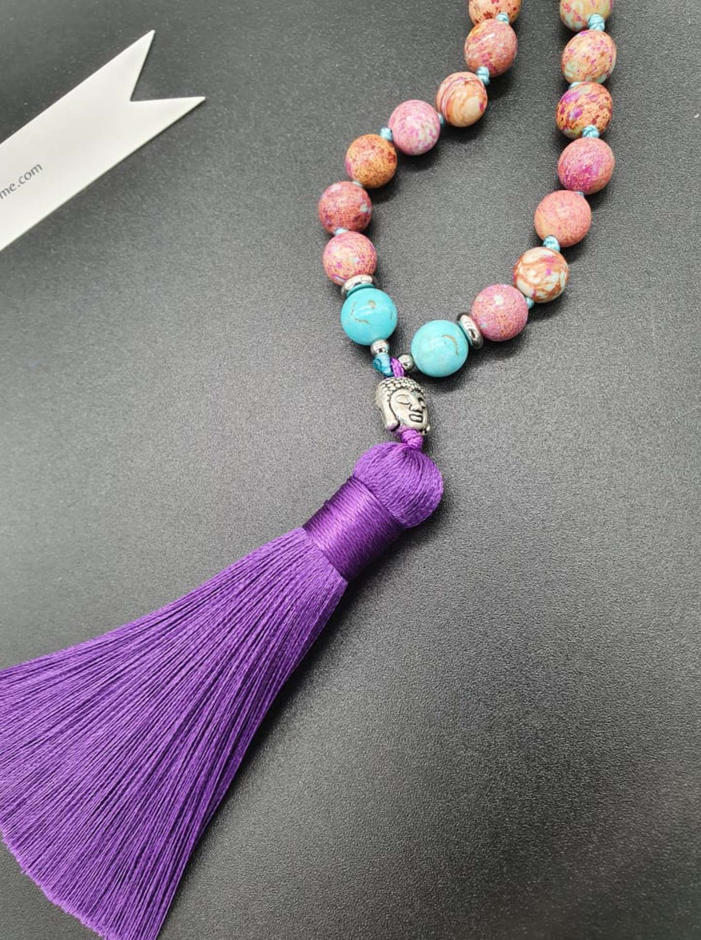 Turquoise and Violet Imperial Jasper  Mala