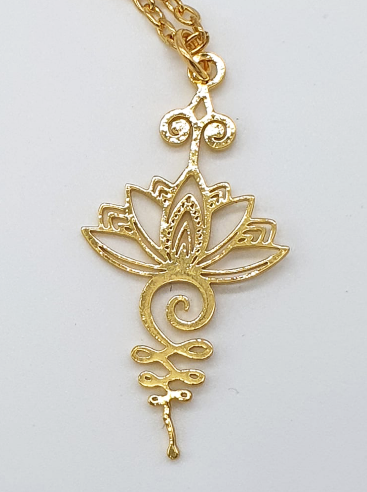 Unalome Necklace with Lotus Flower