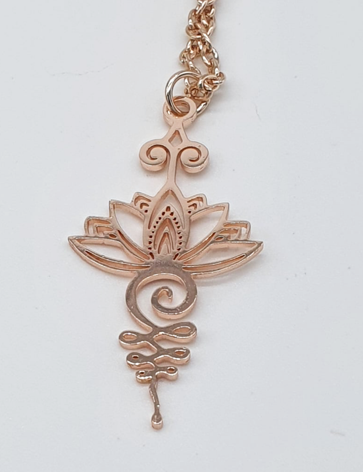 Unalome Necklace with Lotus Flower
